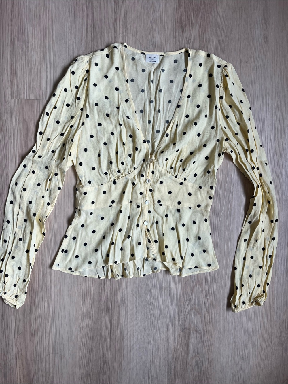 Wilfred Aritzia New Prairie Polka Dot Corset style Blouse Size XS Whimsical - Picture 5 of 9
